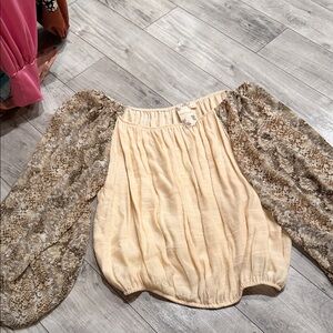 Women's Cream and Brown Snake Print Top